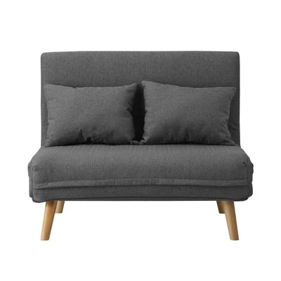 SFB-ES-HARA-M-GY Oikiture Lounge Sofa Bed Linen Fabric Double Seat Grey