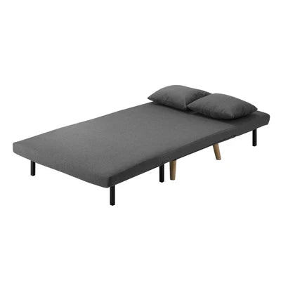 SFB-ES-HARA-M-GY Oikiture Lounge Sofa Bed Linen Fabric Double Seat Grey