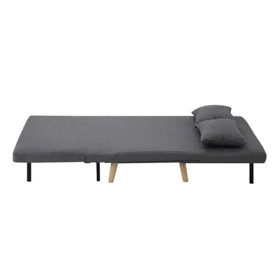 SFB-ES-HARA-M-GY Oikiture Lounge Sofa Bed Linen Fabric Double Seat Grey