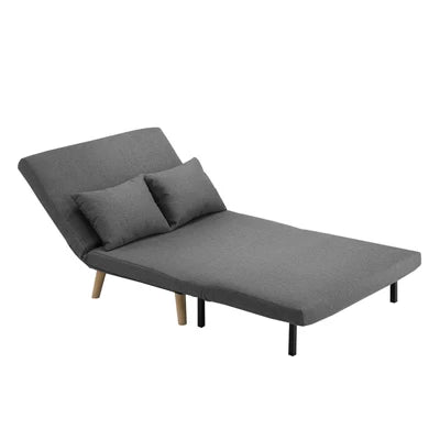 SFB-ES-HARA-M-GY Oikiture Lounge Sofa Bed Linen Fabric Double Seat Grey