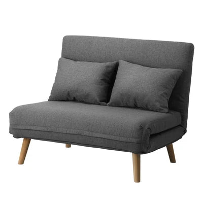 SFB-ES-HARA-M-GY Oikiture Lounge Sofa Bed Linen Fabric Double Seat Grey