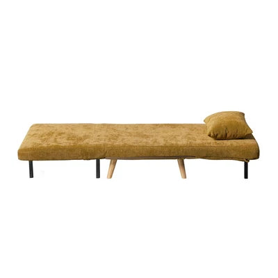SFB-ES-HARA-S-YE Oikiture Sofa Bed Lounge Chair Chenille Recliner Wooden Legs Single Seat Yellow