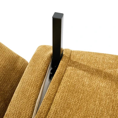 SFB-ES-HARA-S-YE Oikiture Sofa Bed Lounge Chair Chenille Recliner Wooden Legs Single Seat Yellow