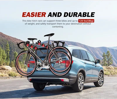 SGBR006A Fieryred 3 Bike Rack Bicycle Carrier Car Rear Universal Trunk Foldable