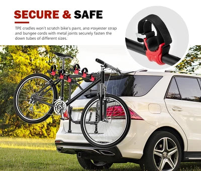 SGBR006A Fieryred 3 Bike Rack Bicycle Carrier Car Rear Universal Trunk Foldable
