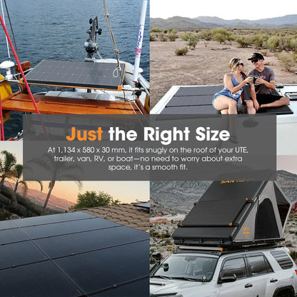 SH-FISED-BC120W San Hima 120W Mono-HPBC Fixed Solar Panel Power Bypass Caravan Camping Battery