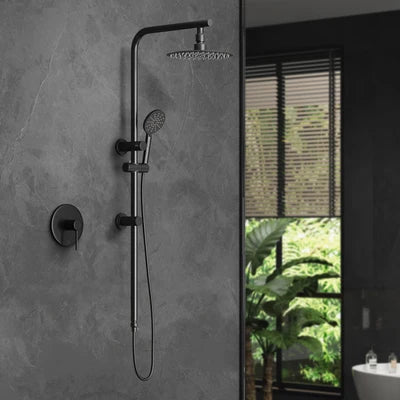 SH-LG-RO-250-MIX-BK Welba 10" Rain Shower Head Set Round Handheld With Shower Mixer Tap Black