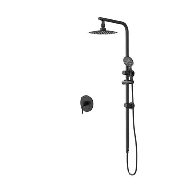 SH-LG-RO-250-MIX-BK Welba 10" Rain Shower Head Set Round Handheld With Shower Mixer Tap Black