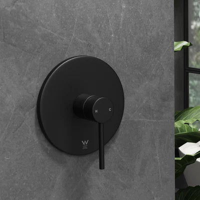 Scratched SH-SM-RM-160-BK Welba Shower Mixer Tap Bathroom Wall Tapware Brass Tapware Round Black