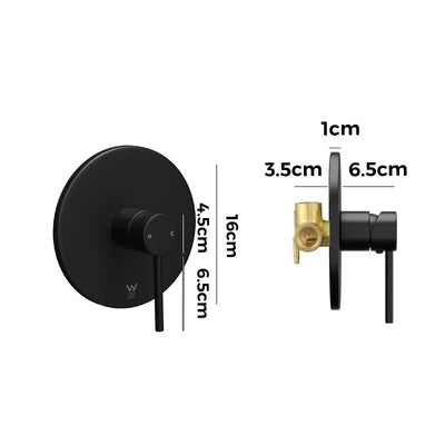 Scratched SH-SM-RM-160-BK Welba Shower Mixer Tap Bathroom Wall Tapware Brass Tapware Round Black