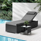 SL-BAROS-CH5TB-BK Sun Lounge Wicker Lounger Table Patio Furniture Outdoor Setting Day Bed