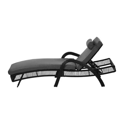 SL-FURA-GY Livsip Sun Lounge Wicker Lounger Day Bed Outdoor Patio Furniture Grey