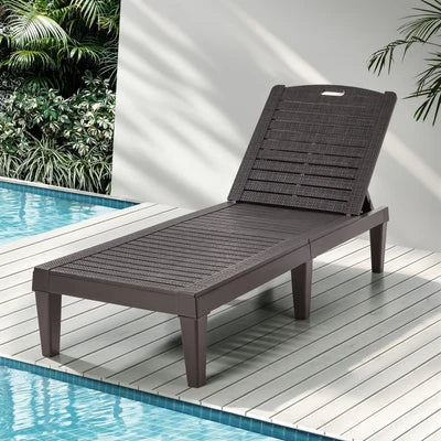 SL-TESS-BR Livsip Sun Lounge Adjustable Outdoor Lounger Beach Chair Patio Furniture Brown
