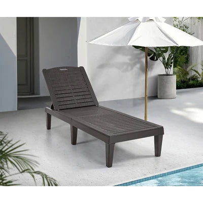SL-TESS-BR Livsip Sun Lounge Adjustable Outdoor Lounger Beach Chair Patio Furniture Brown