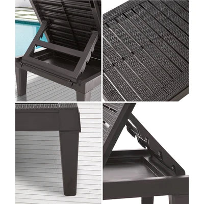 SL-TESS-BR Livsip Sun Lounge Adjustable Outdoor Lounger Beach Chair Patio Furniture Brown