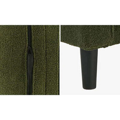 SOF-CHICA-2S-GN-AB Oikiture 2 Seater Sofa 150cm Boucle Love Seat Small Couch Chair Storage Green