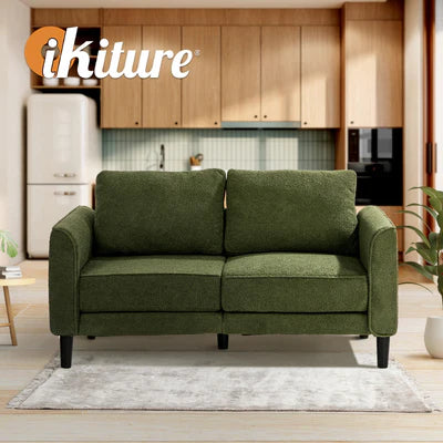 SOF-CHICA-2S-GN-AB Oikiture 2 Seater Sofa 150cm Boucle Love Seat Small Couch Chair Storage Green