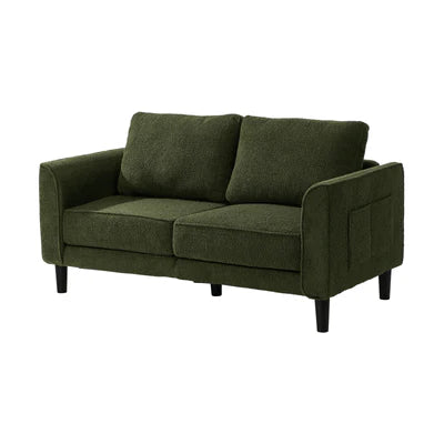 SOF-CHICA-2S-GN-AB Oikiture 2 Seater Sofa 150cm Boucle Love Seat Small Couch Chair Storage Green