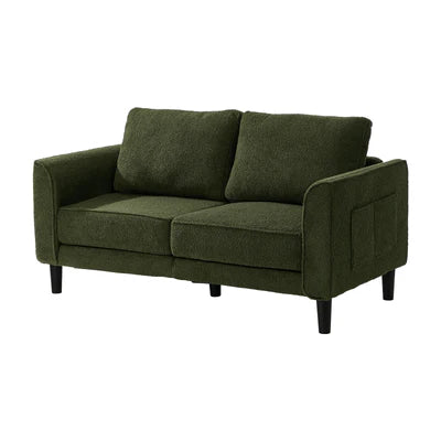 SOF-CHICA-2S-GN-AB Oikiture 2 Seater Sofa 150cm Boucle Love Seat Small Couch Chair Storage Green