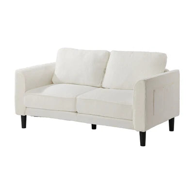 SOF-CHICA-2S-WH-AB Oikiture 2 Seater Sofa 150cm Boucle Love Seat Small Couch Chair Storage White
