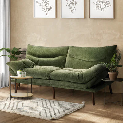 SOF-SONY-CH-GN-AB Oikiture 3 Seater Sofa Bed Recliner Lounge Couch Convertible Chenille Green Beds