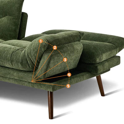 SOF-SONY-CH-GN-AB Oikiture 3 Seater Sofa Bed Recliner Lounge Couch Convertible Chenille Green Beds