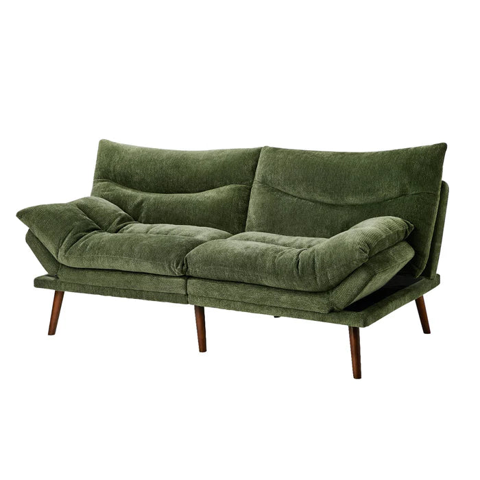 SOF-SONY-CH-GN-AB Oikiture 3 Seater Sofa Bed Recliner Lounge Couch Convertible Chenille Green Beds