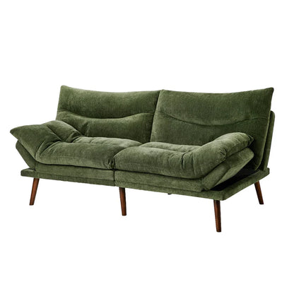 SOF-SONY-CH-GN-AB Oikiture 3 Seater Sofa Bed Recliner Lounge Couch Convertible Chenille Green Beds