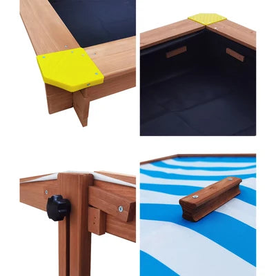 SPIT-CANOPY-WHBL Mazam Kids Sandpit Outdoor Toys Wooden Sandbox Beach Play Box Children Canopy