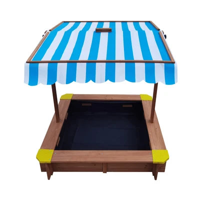 SPIT-CANOPY-WHBL Mazam Kids Sandpit Outdoor Toys Wooden Sandbox Beach Play Box Children Canopy