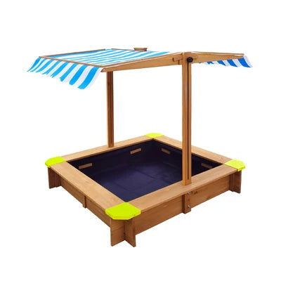 SPIT-CANOPY-WHBL Mazam Kids Sandpit Outdoor Toys Wooden Sandbox Beach Play Box Children Canopy