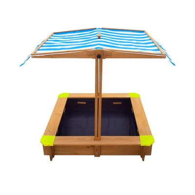 SPIT-CANOPY-WHBL Mazam Kids Sandpit Outdoor Toys Wooden Sandbox Beach Play Box Children Canopy