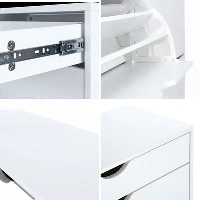 SS-B1-4D2D-WH Oikiture Shoe Rack Shoe Storage Cabinet Cupboard Organiser Shelf 36 Pairs White