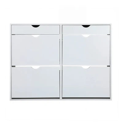 SS-B1-4D2D-WH Oikiture Shoe Rack Shoe Storage Cabinet Cupboard Organiser Shelf 36 Pairs White