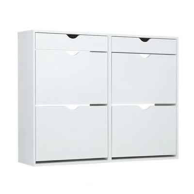 SS-B1-4D2D-WH Oikiture Shoe Rack Shoe Storage Cabinet Cupboard Organiser Shelf 36 Pairs White
