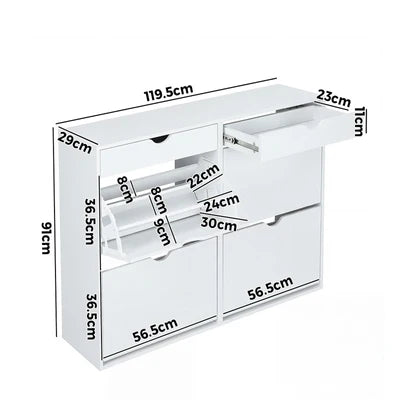 SS-B1-4D2D-WH Oikiture Shoe Rack Shoe Storage Cabinet Cupboard Organiser Shelf 36 Pairs White