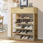 SS-BD-1D5S-WD Oikiture Shoes Storage Rack 5-tier Shelves Shoe Storage Cabinet Drawer Natural