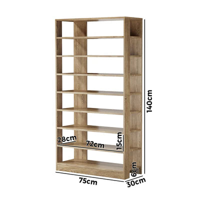 SS-BD-8S-WD Oikiture Shoe Rack 9 Tiers Shelf Storage Cabinet Organiser 54 Pairs Natural