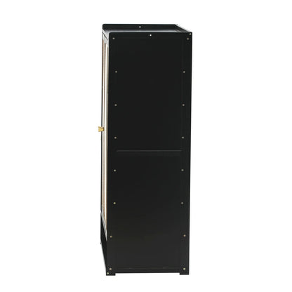 SS-BM-RTN-2D-BK Oikiture Shoe Storage Cabinet 2 Doors Rattan Black