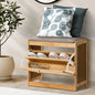 SS-BN-BM-F5-WD Oikiture Shoe Storage Bench Bamboo 2 in 1 Organiser Shelf with Seat 50cm