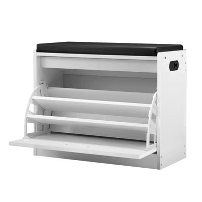 SS-BN-C1-WH Oikiture Shoe Cabinet Bench Shoes Storage Cupboard Footwear Stand White