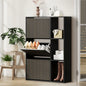 SS-VJ-TICK-3R3S-BK-AB Oikiture Shoe Rack Storage Cabinet with Display Shelves Organiser Black