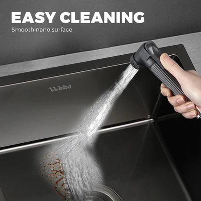 SSK-4444-BK Welba Kitchen Sink Stainless Steel Laundry Sink Under/Top Mount Single Bowl