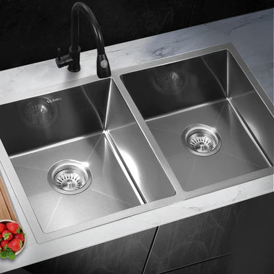 SSK-C-7644D-SI Welba Kitchen Sink Stainless Steel Basin Double Under/Top/Flush Mount 76X44CM