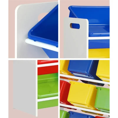 ST-KID-CAN-A39-WH Oikiture Kids Toy Box Organiser 12 Bins Display Shelf Storage Rack Drawer