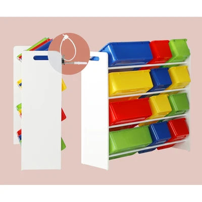ST-KID-CAN-A39-WH Oikiture Kids Toy Box Organiser 12 Bins Display Shelf Storage Rack Drawer
