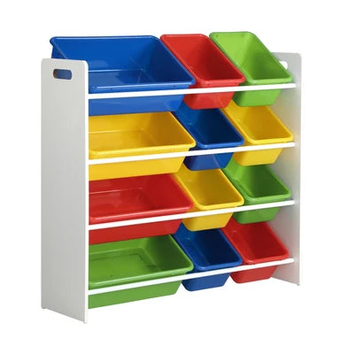 ST-KID-CAN-A39-WH Oikiture Kids Toy Box Organiser 12 Bins Display Shelf Storage Rack Drawer