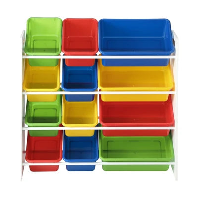 ST-KID-CAN-A39-WH Oikiture Kids Toy Box Organiser 12 Bins Display Shelf Storage Rack Drawer