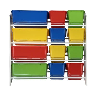 ST-KID-CAN-A39-WH Oikiture Kids Toy Box Organiser 12 Bins Display Shelf Storage Rack Drawer