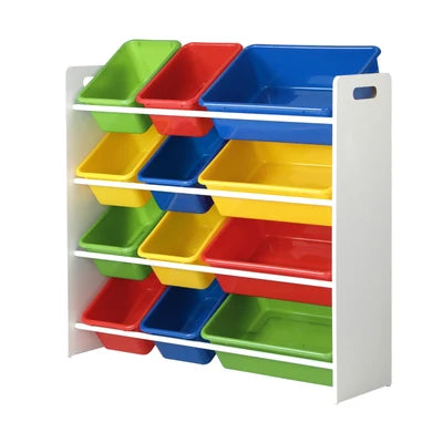 ST-KID-CAN-A39-WH Oikiture Kids Toy Box Organiser 12 Bins Display Shelf Storage Rack Drawer
